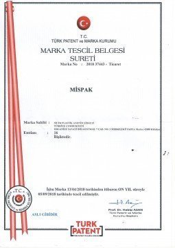 MİSPAK MARKA TESCİL BELGEMİZ