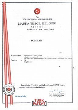 SCMPAK MARKA TESCİL BELGEMİZ